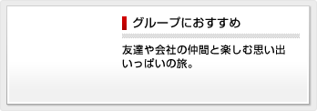 グループにおすすめ 友達や会社の仲間と楽しむ思い出いっぱいの旅。
