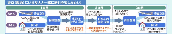 東京(現地)にいる友人と一緒に旅行を楽しみたい!