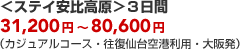 ���X�e�C���䍂����3���� 31,200�~�`80,600�~�i�J�W���A���R�[�X�E��������`���p�E��㔭�j