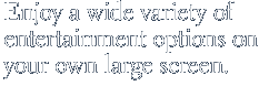 Enjoy a wide variety of entertainment options on your own large screen.