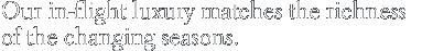Our in-flight luxury matches the richness of the changing seasons.