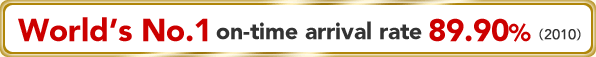 World's No.1  on-time arrival rate 89.90%(2010)