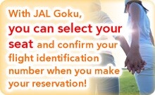 With JAL Goku, you can select your seat and confirm your flight identification number when you make your reservation!
