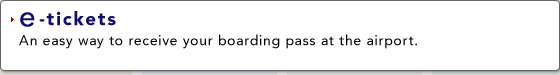 e-tickets:An easy way to receive your boarding pass at the airport.