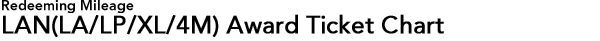 Redeeming Mileage LAN(LA/LP/XL) Award Ticket Chart