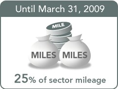 Until March 31, 2009 25% of sector mileage