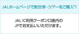 JAL�z�[���y�[�W�ōq�󌔁E�c�A�[�����w��*1 JAL IC���p�N�[�|����������JP�ł��x�������������܂��B