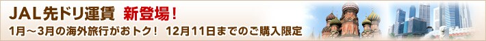 JAL��h���^���@�V�o��I�@1������3���̊C�O���s�����g�N�I�@12��11���܂ł̂��w������