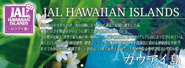 JAL HAWAIIAN ISLANDS�@�J�E�A�C���@���悻500���N���̐́A�ΎR�����ɂ��n���C�����ōŏ��ɒa���������B�Ό��̒����𕨌�邩�̂悤�ɐ[���ĔZ�����R�ɕ����Ă���B���̖L���ȗ΂́A���E�ōł��J�̑����ꏊ��1�A���̒����ɌN�Ղ��郏�C�A���A���R�ɂ���Ď���Ă���B�s��������ꂽ���͂̒f�R��ǁA�T���Ƃ����V�_�ɕ���ꂽ���A�A����Ҋ��F�ɐ��߂�_��I�ȗ[�i�c�B�s��ł���Ȃ�����@�ׂŔ������i�F�́A����ŖY�ꂳ���Ă������₩�ȐS���Ăъo�܂��Ă����B