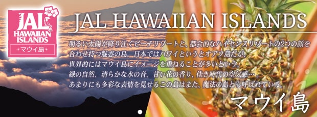 JAL HAWAIIAN ISLANDS�@�}�E�C���@���邢���z���~�蒍���r�[�`���]�[�g�ƁA�s��I�ȃn�C�Z���X���]�[�g��2�̊�����킹�����f�̓��B���{�ł̓n���C�Ƃ����ƃI�A�t�������A���E�I�ɂ̓}�E�C���ɃC���[�W���d�˂邱�Ƃ������Ƃ����B�΂̎��R�A���炩�Ȑ��̉��A�Â��Ԃ̍���A��������̋�C���c�B���܂�ɂ����ʂȕ\��������邱�̓��͂܂��A���@�̓��Ƃ��Ă΂�Ă���B