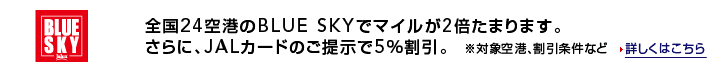 �S��24��`��BLUE�@SKY�Ń}�C����2�{���܂�܂��B����ɁAJAL�J�[�h�̂��񎦂�5�������B���Ώۋ�`�A���������ȂǏڂ����͂�����