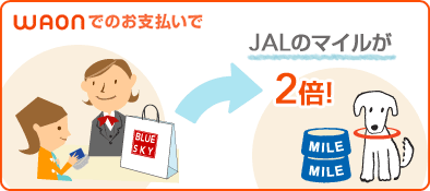 WAONのお支払いで JALのマイルが2倍!
