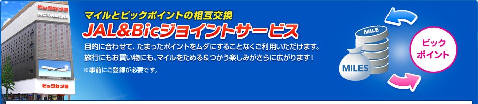 �}�C���ƃr�b�N�|�C���g�̑��݌����@JAL��Bic�W���C���g�T�[�r�X