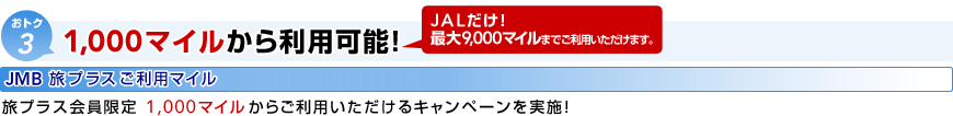 ���g�N3�@1,000�}�C�����痘�p�\�IJAL�����I�ő�9,000�}�C���܂ł����p���������܂��B���v���X�������@1,000�}�C�����炲���p����������L�����y�[�������{�I