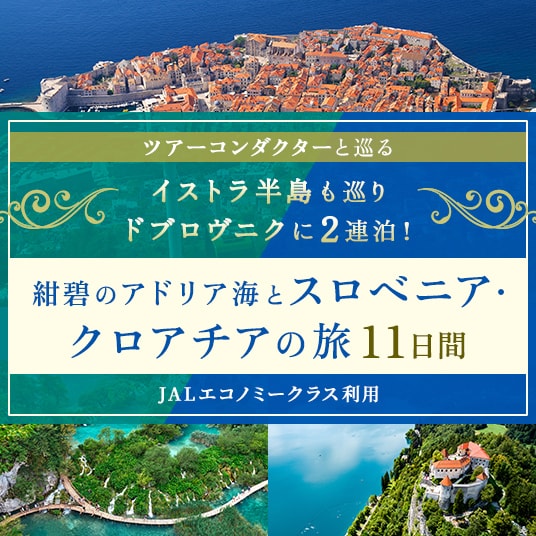 ツアーコンダクターと巡る イストラ半島も巡りドブロヴニクに2連泊!紺碧のアドリア海とスロベニア・クロアチアの旅11日間 JALエコノミークラス利用