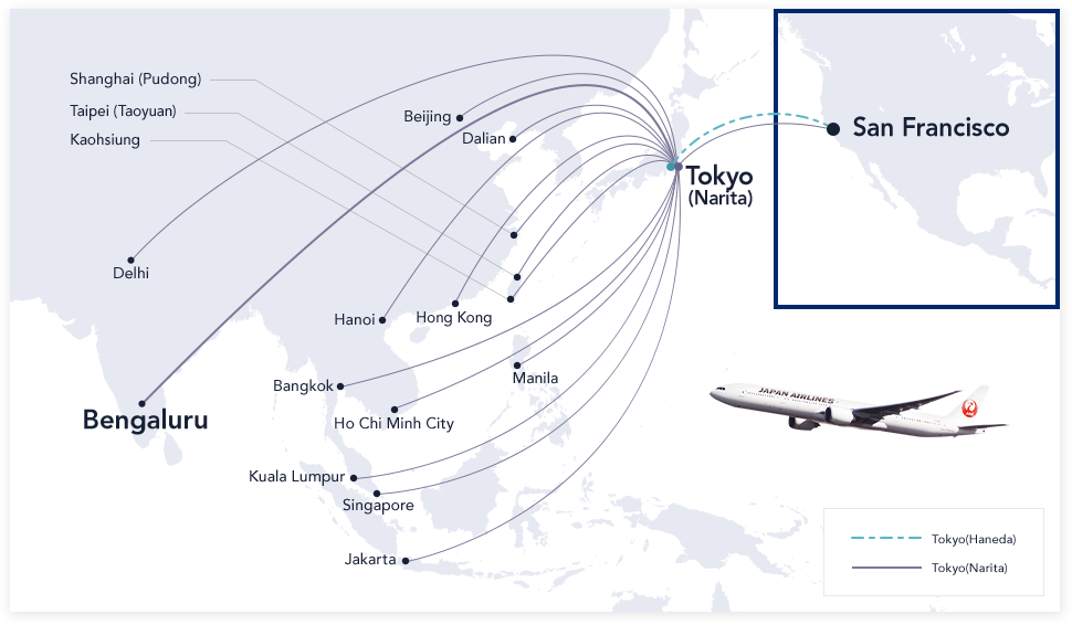 JAPAN AIRLINES(JAL) Double daily from San Francisco Same day