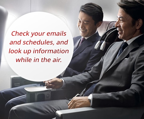 Check your emails and schedules, and look up information while in the air.