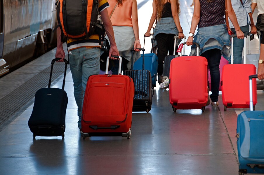 You don’t have to bring your luggage on crowded trains
