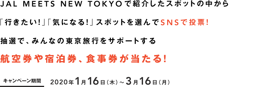 Jal Meets New Tokyo スポット投票キャンペーン Jal国内線