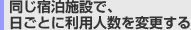 同じ宿泊施設で、日ごとに利用人数を変更する