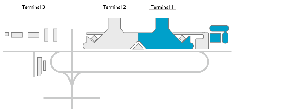 Terminal 1 is located next to Terminal 2.