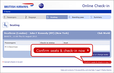 JAL International Flights - How to web check-in British Airways flight