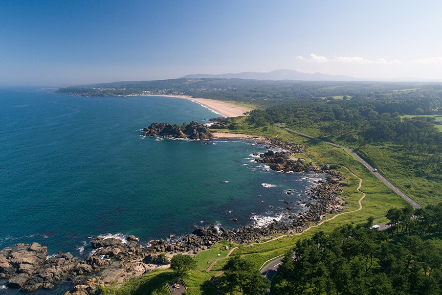 Nakasuka Coast to Osuka Coast - rugged terrain with colorful flowers and singing sands