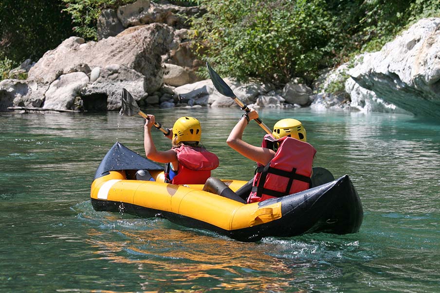 Kayak in the crystal clear waters of the Kogawa River