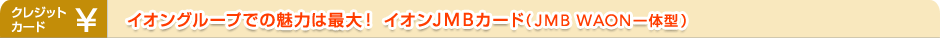 クレジットカード　イオングループでの魅力は最大！ イオンJMBカード(JMB WAON一体型）