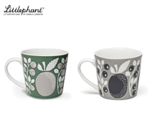 〔リトルファント〕Plum マグカップ グリーン＆グレー ペアセット