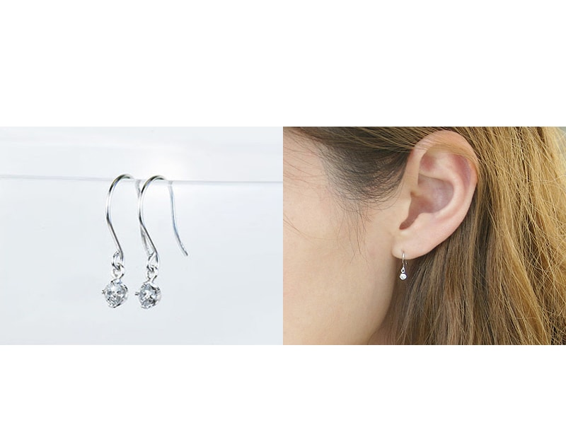 ホワイトゴールドダイヤフックピアス
