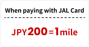 When paying with JAL Card JPY 200 = 1 mile