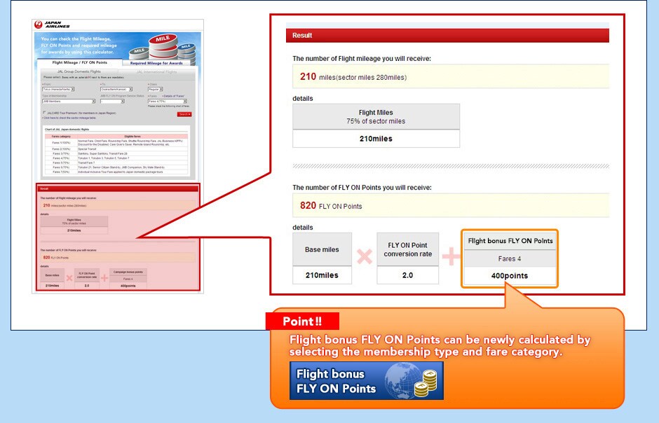 JAL Mileage Bank Calculate your FLY ON Points based on your flights!