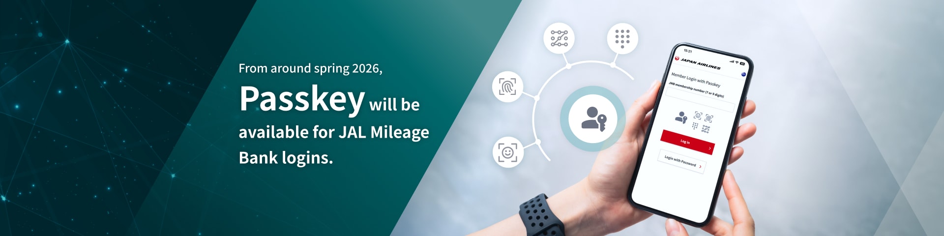 From around spring 2026, Passkey will be available for JAL Mileage Bank logins.