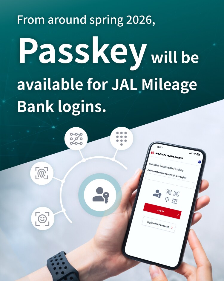From around spring 2026, Passkey will be available for JAL Mileage Bank logins.