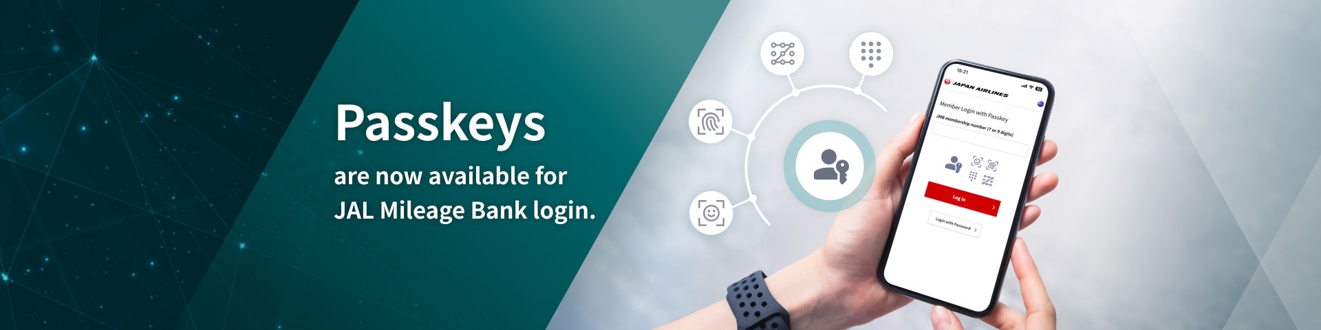 Passkeys are now available for JAL Mileage Bank login.