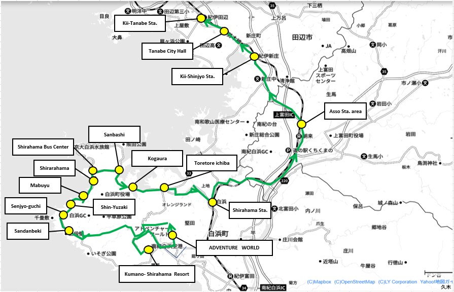 Route Map of Nanki Shirahama