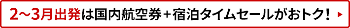 2月から3月出発は国内航空券＋宿泊タイムセールがおトク！