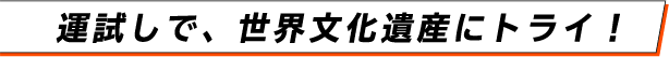 運試しで、世界文化遺産にトライ！