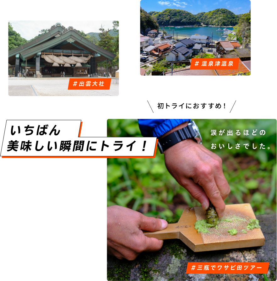 初トライにおすすめ！ #三瓶でワサビ田ツアー いちばん美味しい瞬間にトライ！ 涙が出るほどのおいしさでした。 #出雲大社 #温泉津温泉