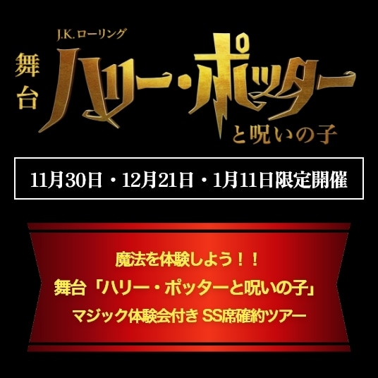 舞台 J.K.ローリング ハリー・ポッターと呪いの子 11月30日・12月21日・1月11日限定開催 魔法を体験しよう！！ マジック体験会付き SS席確約ツアー