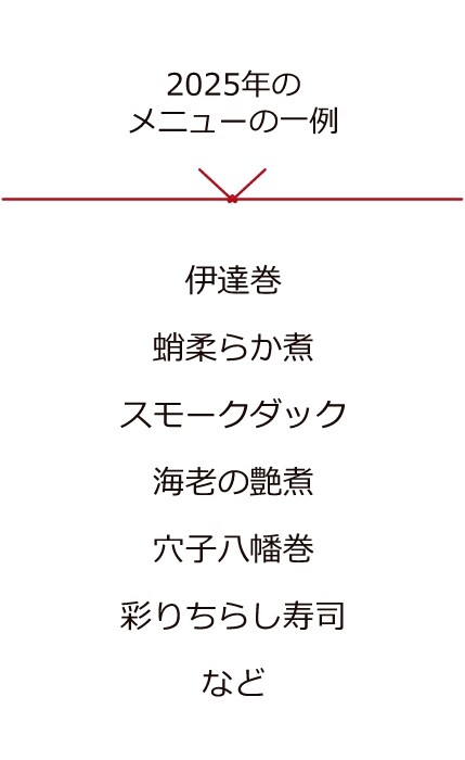 2025年の メニューの一例