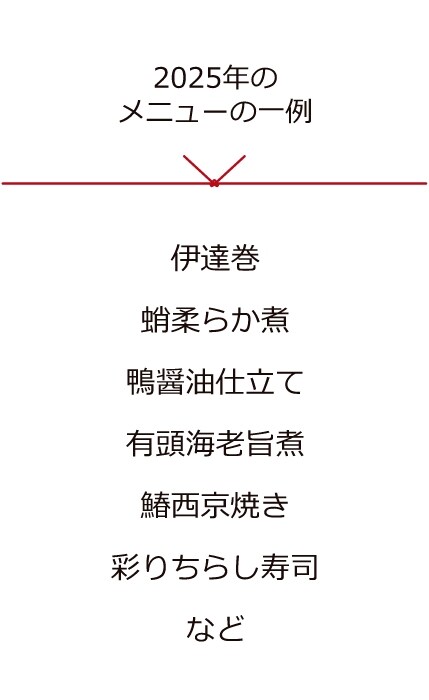 2025年の メニューの一例