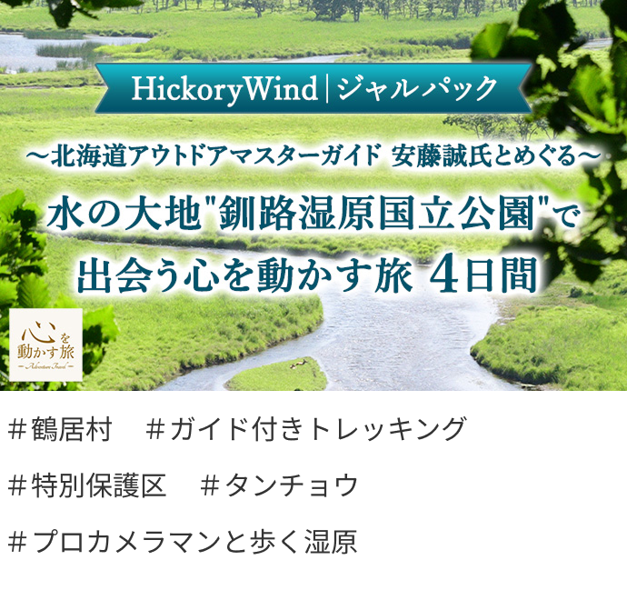 HickoryWind | ジャルパック ～北海道アウトドアマスターガイド 安藤誠氏とめぐる～ 水の大地 "釧路湿原国立公園" で出会う心を動かす旅　4日間