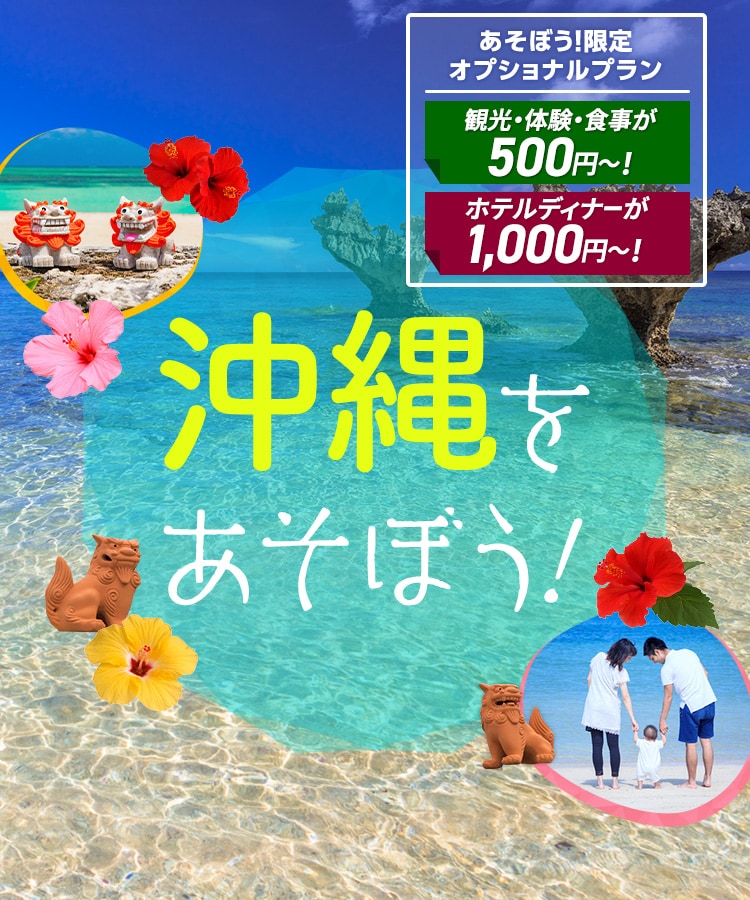 沖縄をあそぼう！　あそぼう！限定オプショナルプラン 観光・体験・食事が500円～！ ホテルディナーが1,000円～！
