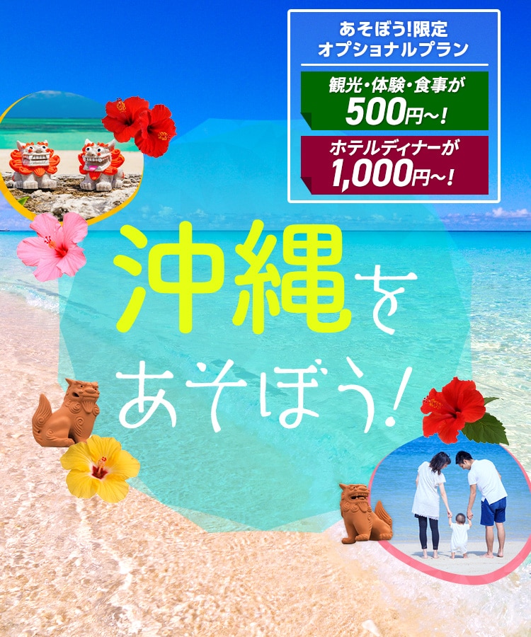沖縄をあそぼう！　あそぼう！限定オプショナルプラン 観光・体験・食事が500円～！ ホテルディナーが1,000円～！