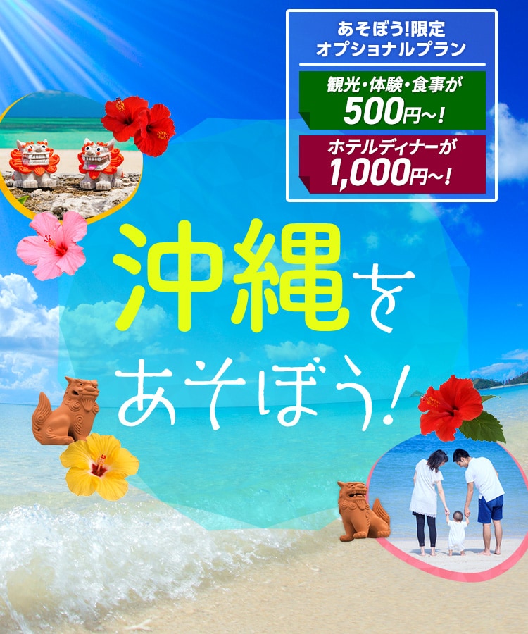 沖縄をあそぼう！　あそぼう！限定オプショナルプラン 観光・体験・食事が500円～！ ホテルディナーが1,000円～！