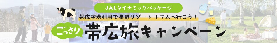 JALダイナミックパッケージ　帯広空港利用で星野リゾート トマムへ行こう！　ごっさり帯広旅キャンペーン