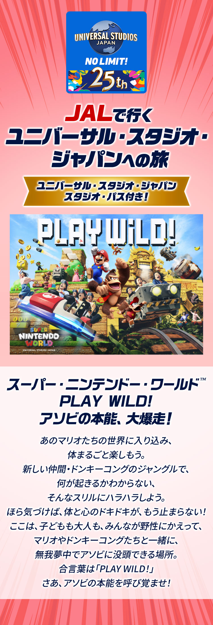 JALで行くユニバーサル・スタジオ・ジャパンへの旅　ユニバーサル・スタジオ・ジャパン　スタジオ・パス付き！