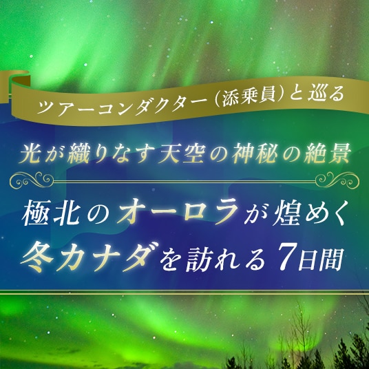 ツアーコンダクター(添乗員)と巡る光が織りなす天空の神秘の絶景極北のオーロラが煌めく冬カナダを訪れる7日間